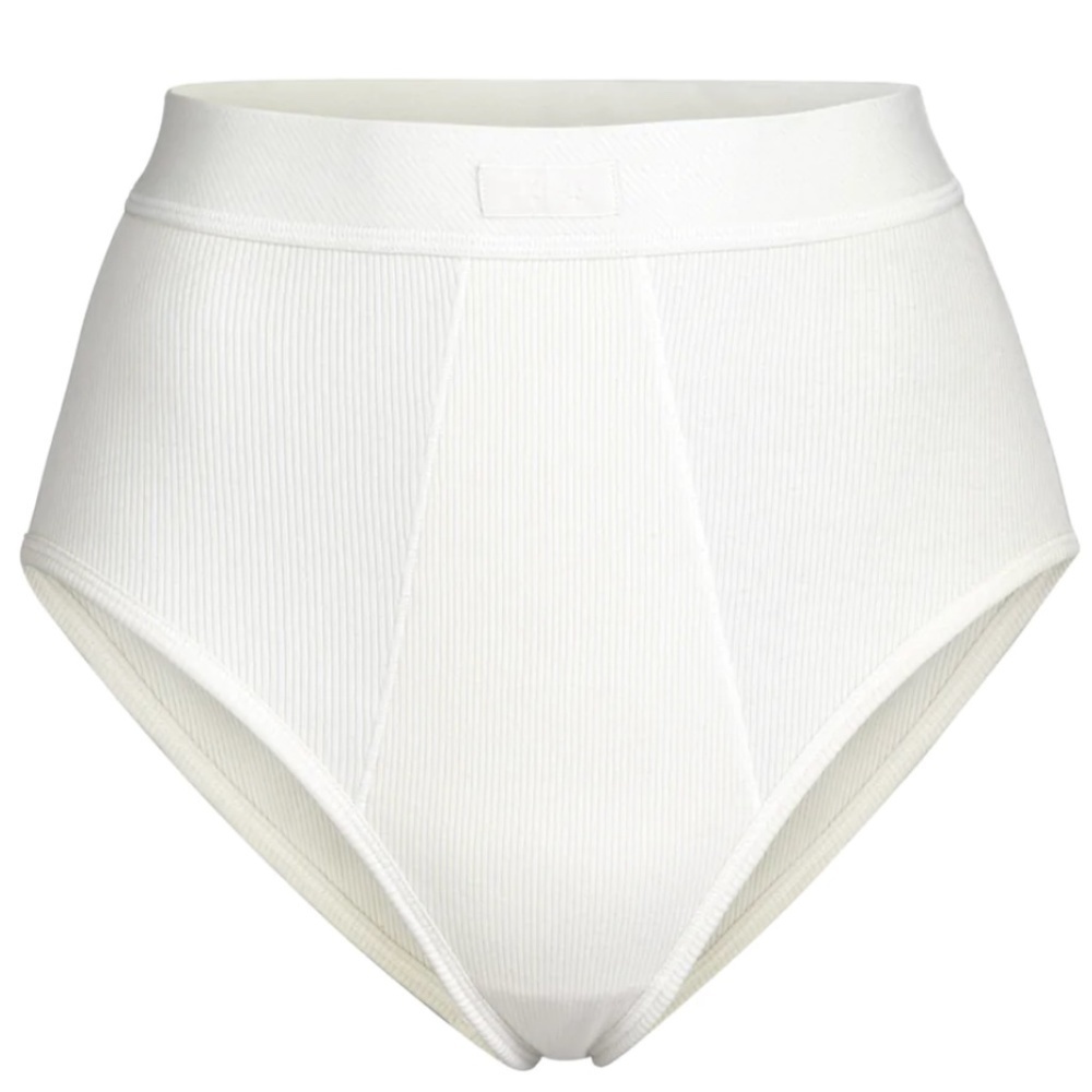 SKIMS Cotton Rib High Waisted Boyfriend Panty Brief Underwear Bone NIP